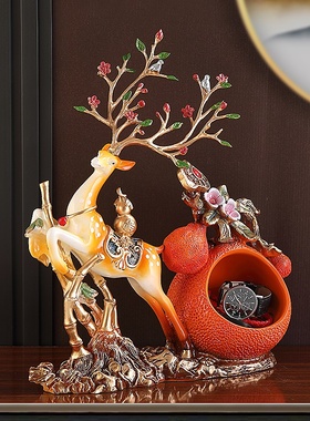 节节高升招财糜鹿钥匙收纳摆件D家居玄关酒柜电视柜入户装饰品