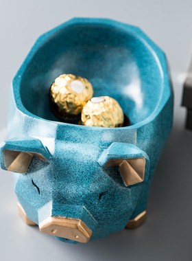 创意小猪摆件收纳乔迁新居送x礼玄关前台桌面茶几进门钥匙糖果收