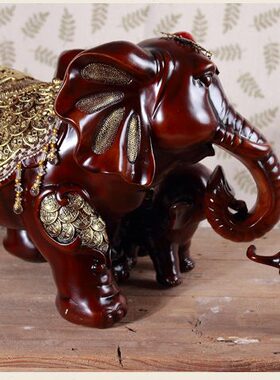 家居装饰摆件欧式中式招财大象母子象动物摆件家居玄关创意摆件