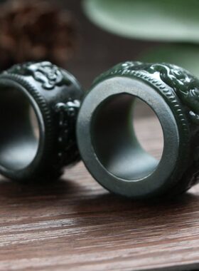 貔貅扳指和田玉男女大拇指四方瑞兽指环可定制新款复古文玩大戒指