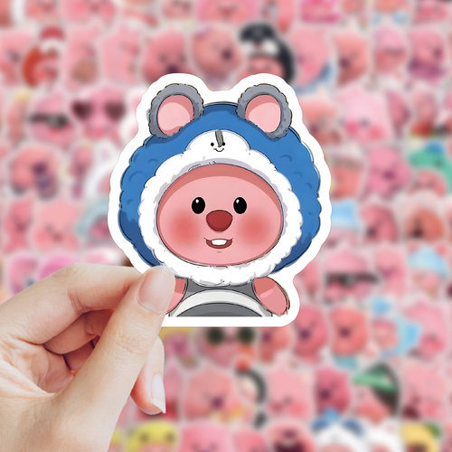 120张小海狸贴纸Q版卡通可爱图案女孩儿童装饰手账行李箱防水贴画 - 图0