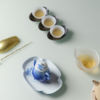 Jingdezhen hand-painted fish leaping into the clear water, a pot and a cup