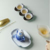 Jingdezhen hand-painted fish leaping into the clear water, a pot and a cup