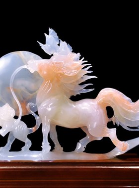 玉石马上封侯摆件工艺装饰中式客厅玄关办公室老板桌祝福送礼领导