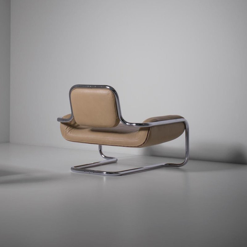 北欧设计师凸形椅五金皮艺弯管椅简约客厅阳台定制茶桌靠背接待椅,淘宝优惠券,粉丝福利购,淘宝优惠卷