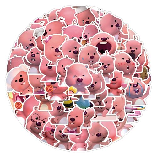 可爱卡通loopy露比小海狸表情包贴纸可爱卡通粉色高颜值装饰手账 - 图3