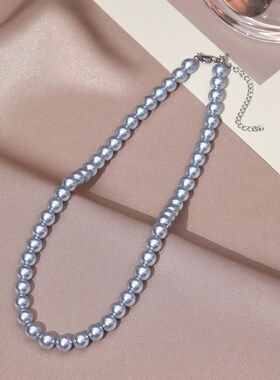 项链女 日韩风法式复古灰珍珠新款气质时尚网红毛衣链小众锁骨链