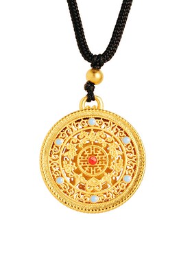 五福如意项链国风复古镶嵌国潮挂件花丝圆满宝符吊坠饰品配饰