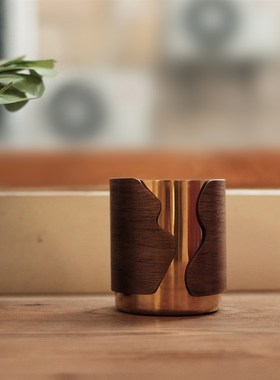 虚室杂陈新款现代创意实木手工客厅办公书房置物盒笔筒收纳