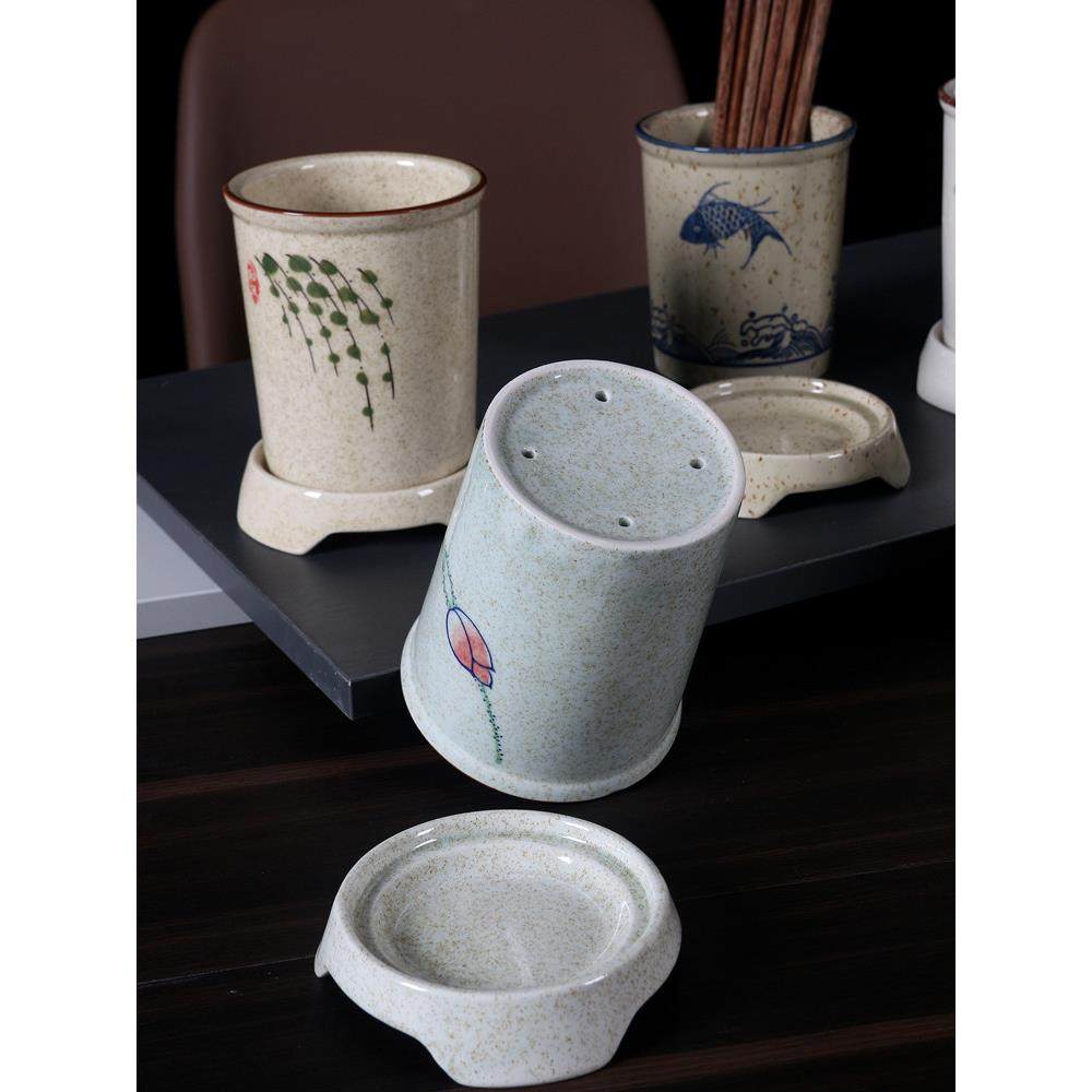 釉下彩色筷子桶创意覆古筷子桶大陶瓷筷子桶家用筷子笼排水筷子储,淘宝优惠券,粉丝福利购,淘宝优惠卷