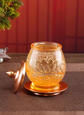 采购产品古玻璃供水杯，佛杯，家庭佛用品，佛杯，圣水杯，贡水杯