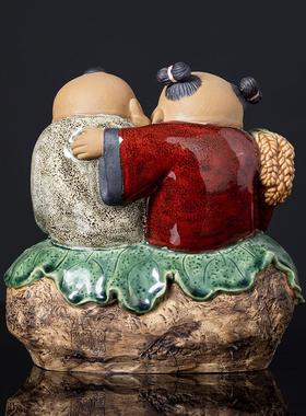 和合二圣神像陶瓷佛像雕像家用供奉摆件合和2二圣结新婚工艺礼品