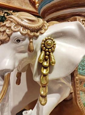 茱莉安法式奢华彩绘大象底座盖坛桌面摆件客厅陶瓷镶铜装饰糖果盒