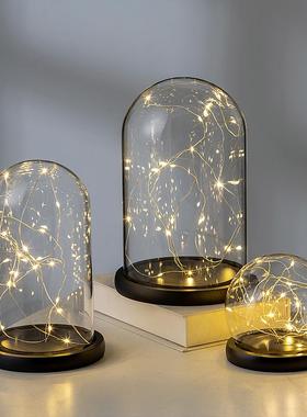 新款永生花玻璃罩圆球小夜灯防尘模型摆件EVA防脱落卡扣底带胶圈