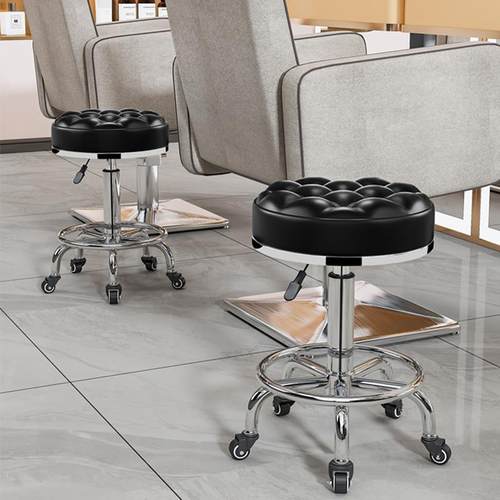 理髲店大工凳美容院专用升降圆凳子发廊旋转滑轮化妆美甲转椅吧凳 - 图3