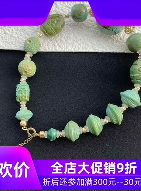 天然原矿高瓷绿松石多宝手串 女神款手链瓷度玻璃瓷搭配18k金配饰