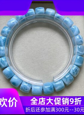 天然多米尼加海纹石桶珠手链 单圈拉利玛转运珠手串珠链规格8.6mm