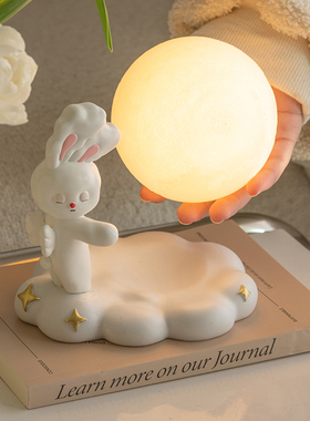 泡芙兔儿童房小夜灯摆件新婚结婚生日搬家暖房礼物送W女生新人闺