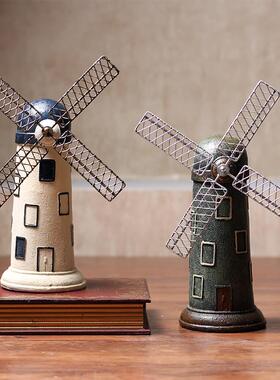 复古荷兰风车旋转模型工艺摆件客厅电视柜酒柜装饰品创意小摆设