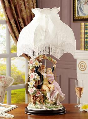 高档欧式陶瓷台灯情侣荡秋千灯饰 结婚庆礼物品客厅卧室床头摆件