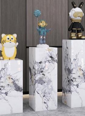 工艺品雕塑摆件底座展示台现代轻奢岩板花架客厅酒店展厅会所装饰