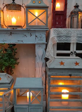 法式做旧风格装饰k家居花园民宿软装复古仿古做旧工艺品风灯马灯