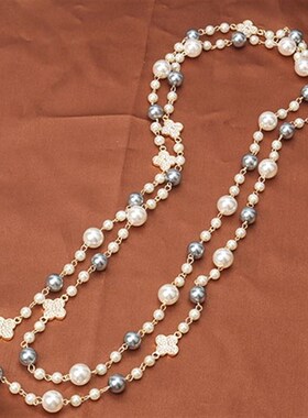 项链女长款韩版时尚百搭多层珍珠镶钻毛衣挂链秋冬装饰品配饰