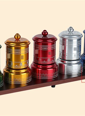 藏式电动转桶电动转轮合金家用装饰摆件插电转金筒书桌五色