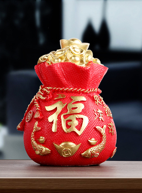 新年喜庆福字红鲤鱼摆件寓意好年年有余招财家居客厅酒柜子装饰品