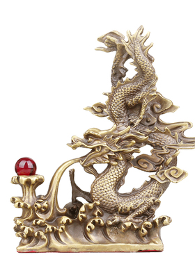 纯铜龙摆件仿古青龙吸水龙生肖戏珠龙金龙立龙家居办公室桌装饰品