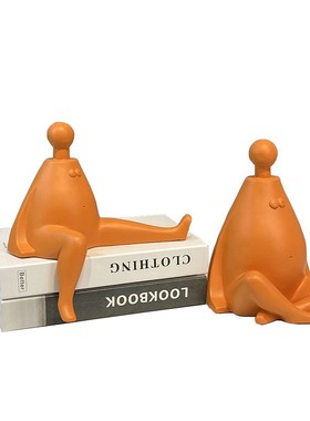 北欧橙色抽象卡通坐姿人物摆件家居客厅电视柜软装饰品样板间摆设