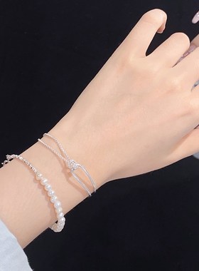 2024爆款999纯银双层手链女生轻奢小众手饰手镯送女友生日礼物