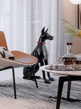北欧简约家居饰品创意客厅边柜猎犬雕塑艺术品软装设计摆件