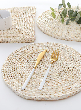 拍摄道具垫子天然玉米皮手工草编加隔热茶垫桌垫耐热砂锅盘杯餐垫