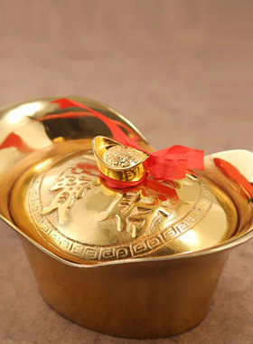 禅意阁 纯铜开盖元宝财源广进摆件供奉财神家具装饰品工艺品