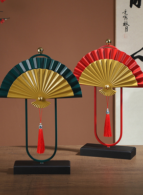 新中式创意扇子摆件茶室暖房高档客厅书房玄关电视柜家居装饰品