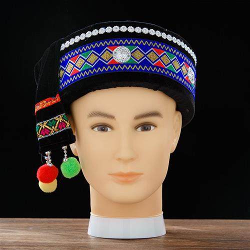 New ethnic minority unicorn hat male Yi, Miao, Wa and Zhuang male hats ethnic dance headwear