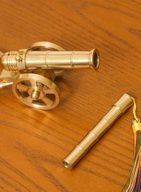 纯黄铜大炮摆件可放炮把玩模型迷你意大利炮家居办公室装饰礼品潮