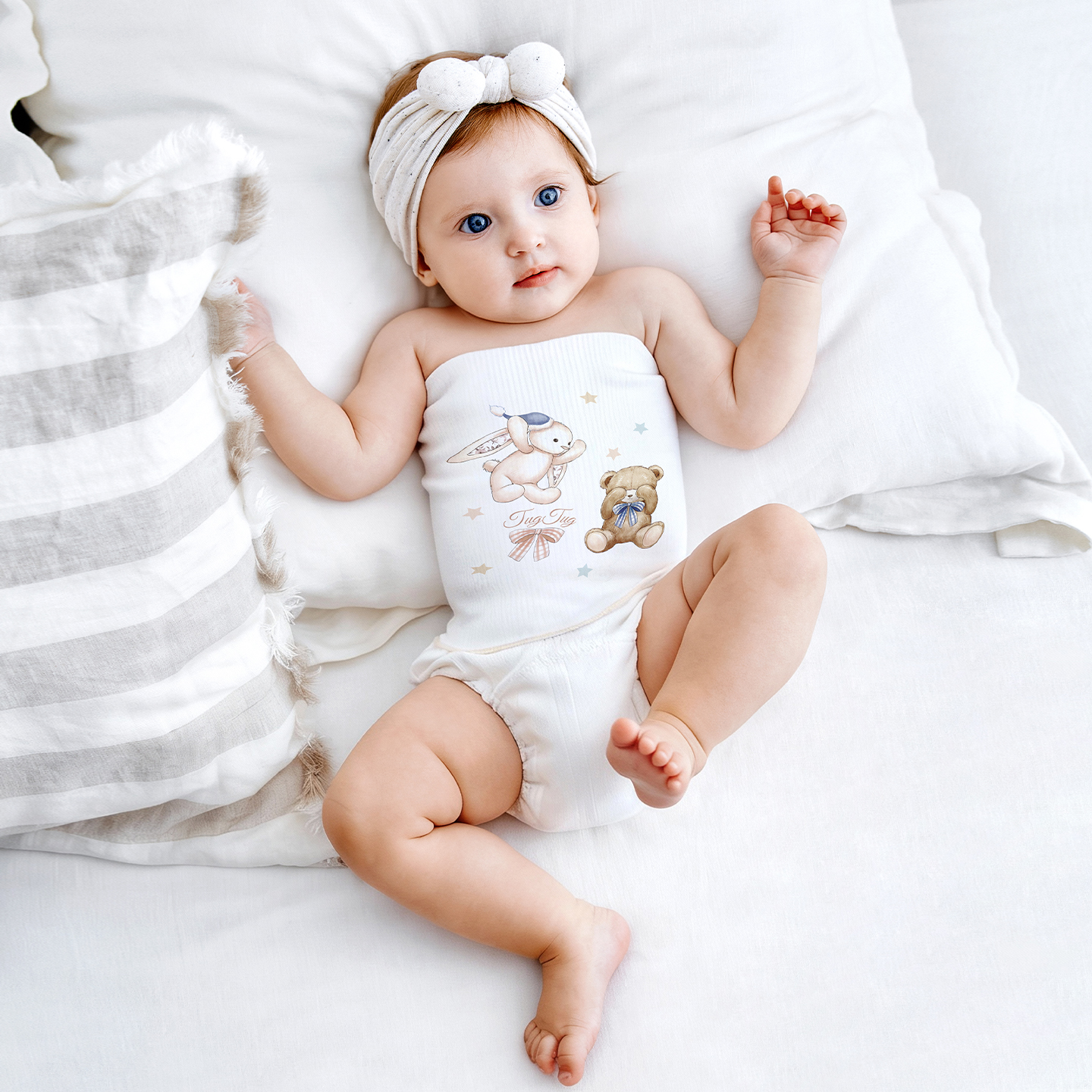 TugTug肚兜婴儿护肚围春秋宝宝纯棉护脐带护肚新生儿童防着凉神器 - 图0