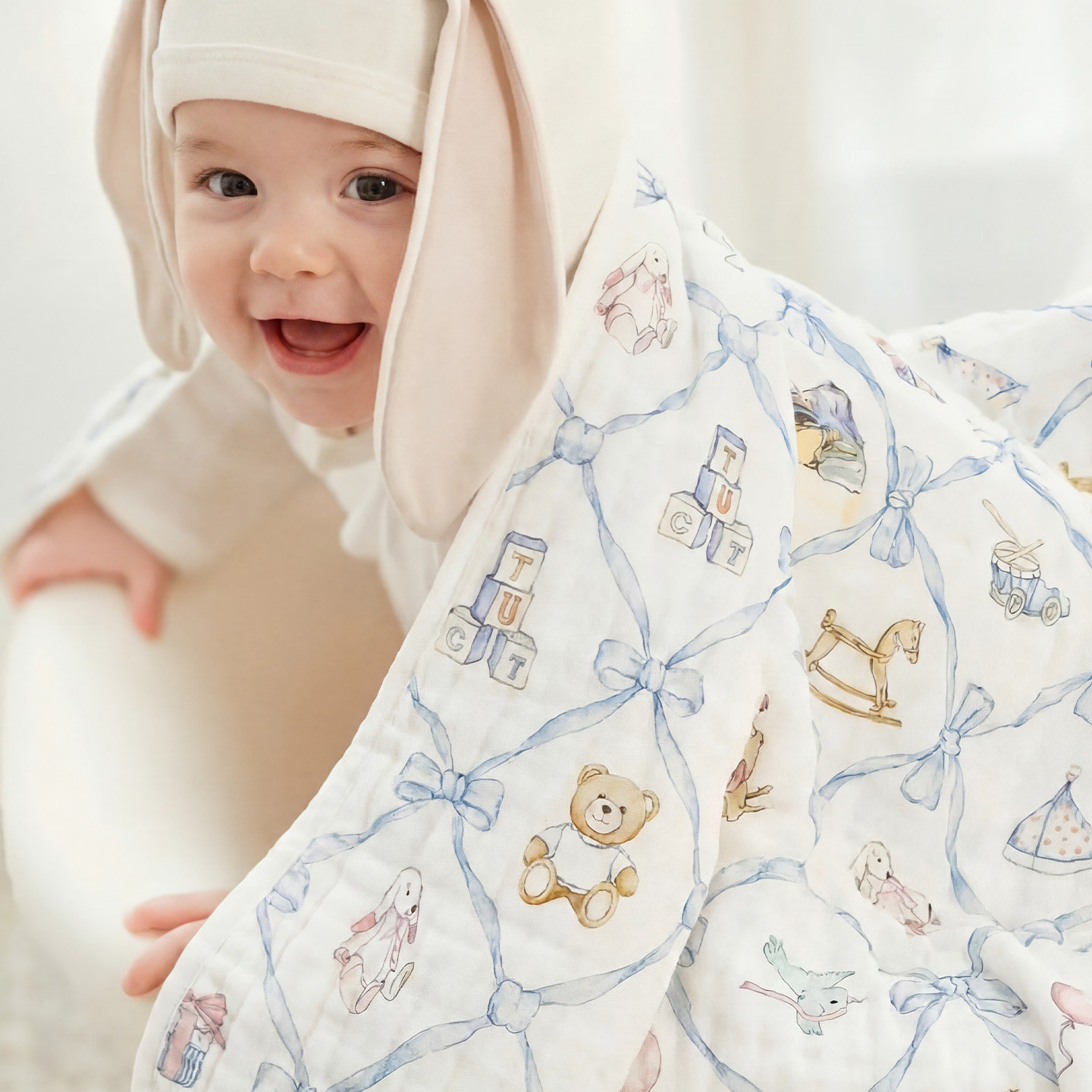 TugTug婴儿纱布浴巾纯棉A类宝宝初生新生儿童浴巾超软吸水包巾被