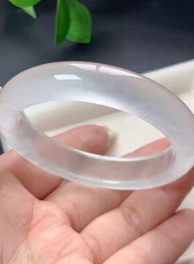 水沫玉手镯高冰雪花冰种手镯冰透白月光高冰仙女镯