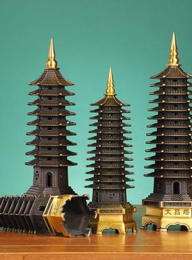 纯铜文昌塔13层摆件十三层九层八卦文昌塔书房工艺品儿童房摆设