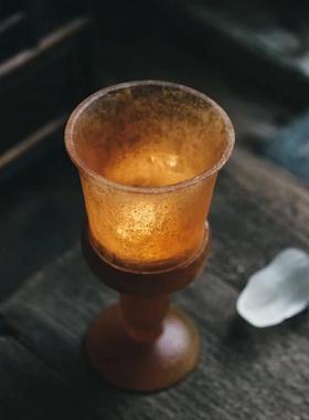 融明手作明鉴琉璃烛台分体式摆件欧式复古玻璃气氛布置简约装饰