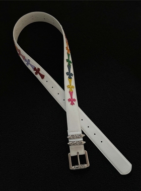 SoulMates彩色十字架金属滚轮腰带进口皮料小众vintage设计感皮带