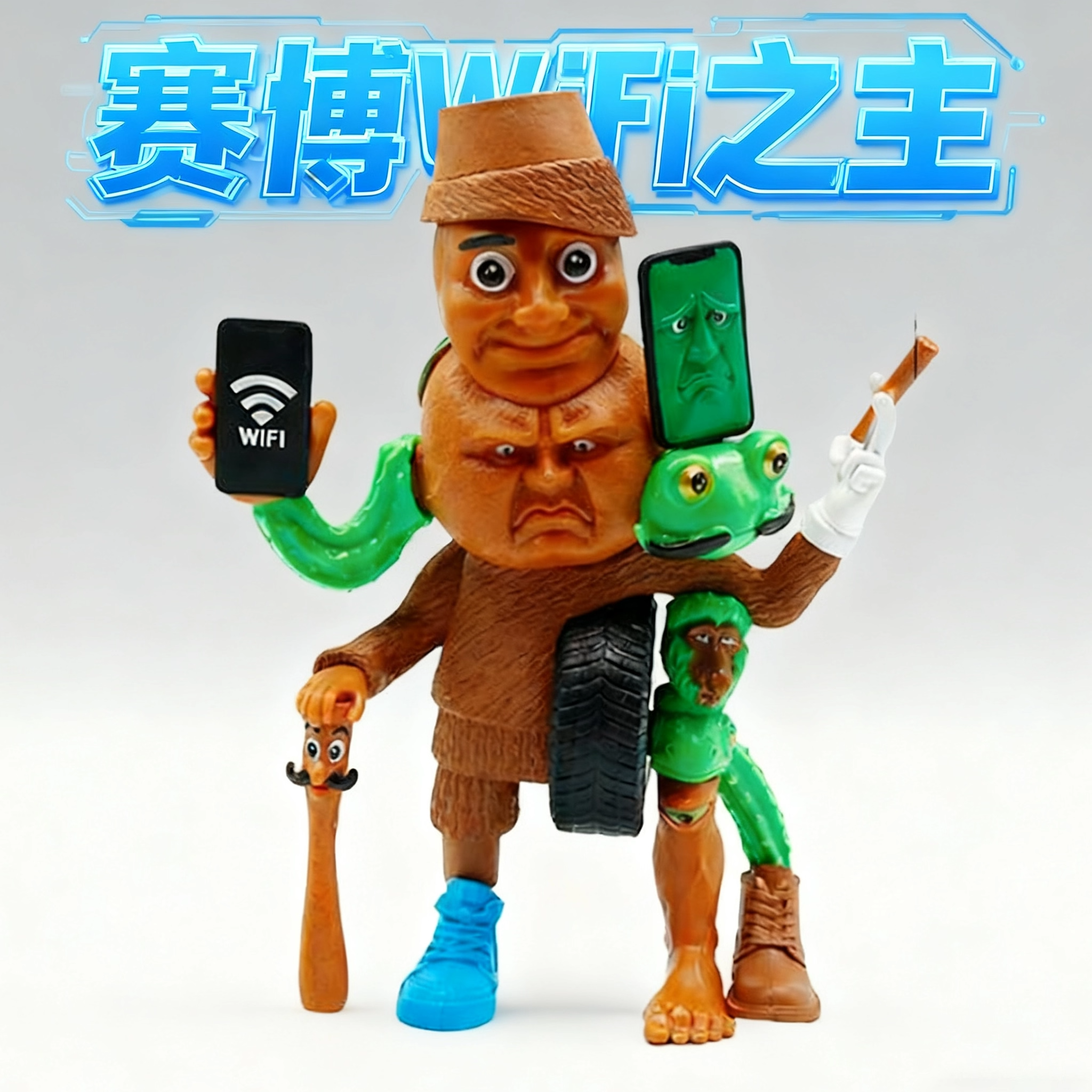 外国山海经wifi魔人新角色手办玩具可拆装魔性叠叠乐赛博模型摆件 - 图2