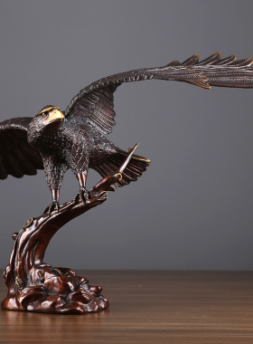 纯铜鹰摆件老鹰大鹏展翅铜装饰品摆设家居办公室公司乔迁开业礼品