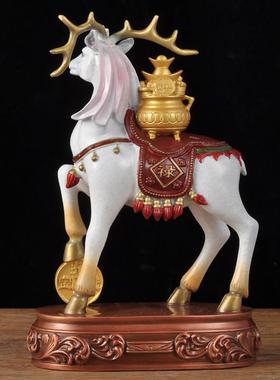 彩铜梅花鹿摆件铜鹿招财聚宝盆摆设家居客厅玄关装饰品乔迁礼品