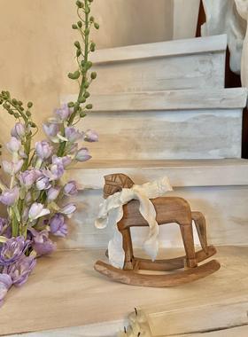 【木马逐风】摇摇木马摆件覆古木制桌面装饰店铺玄关客厅家居好物