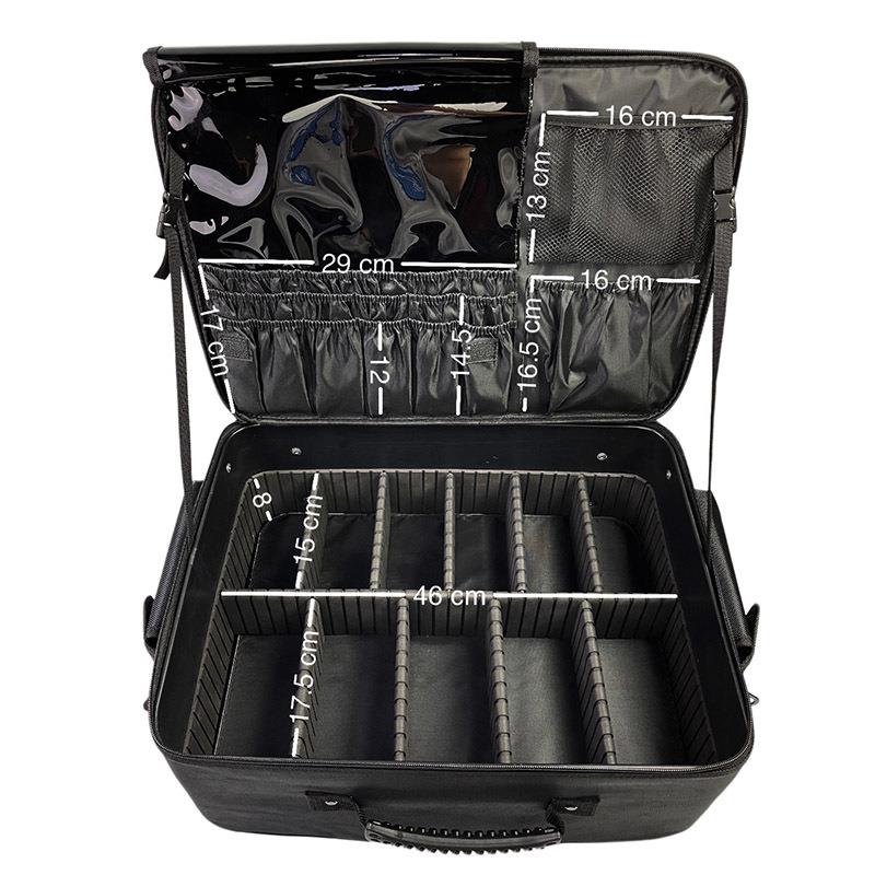 彩妆婚礼跟妆化妆箱拉杆纹绣美甲工具箱牛津布尼龙万向轮大拉杆箱 - 图3