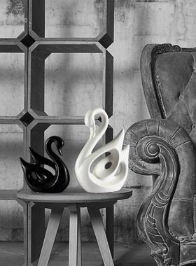 北欧摆件家居陶瓷工艺品装饰品酒柜创意现代客厅情侣天鹅饰品